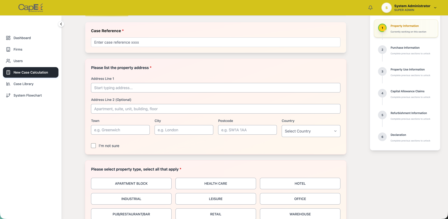 Capex Check eligibility screen showing the capital allowance calculator