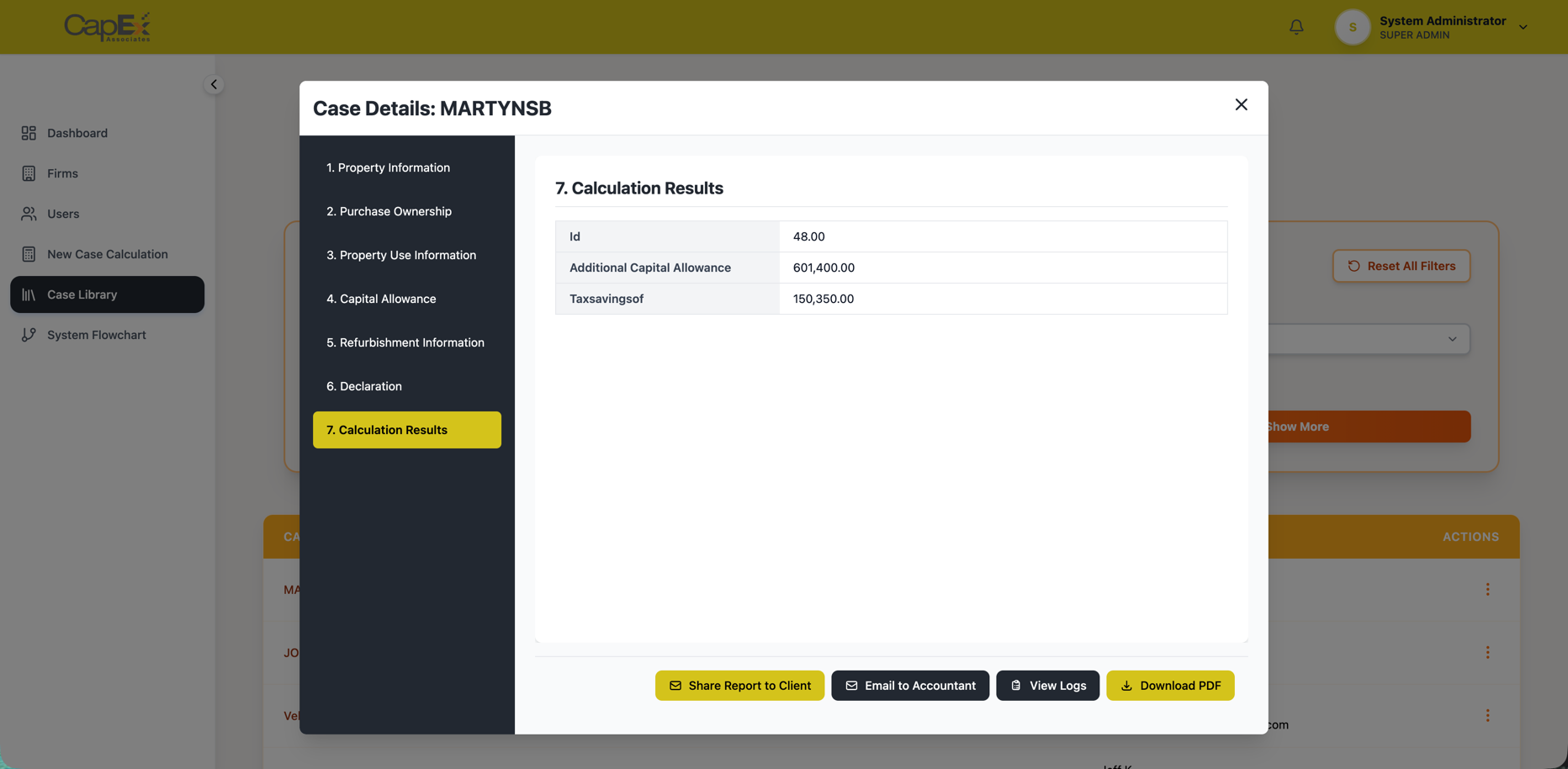 Accountant presenting capital allowance savings to client
